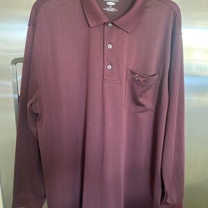 Greg Norman Golf Maroon Long Sleeve Polo